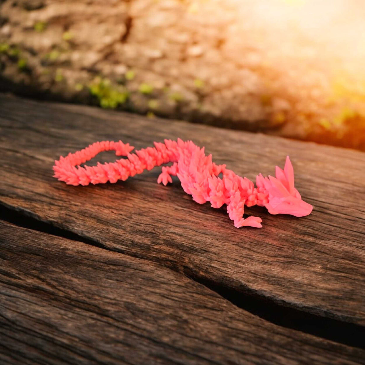 3D printed Crystal Dragon articulated figure with gem-toned angular scales